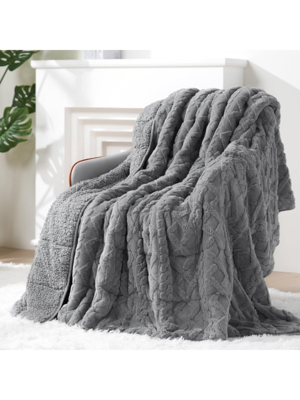 Cozy Ultra Soft Sherpa Weighted Blanket, 60"x80", 20lbs Heavy Comfort for Adults